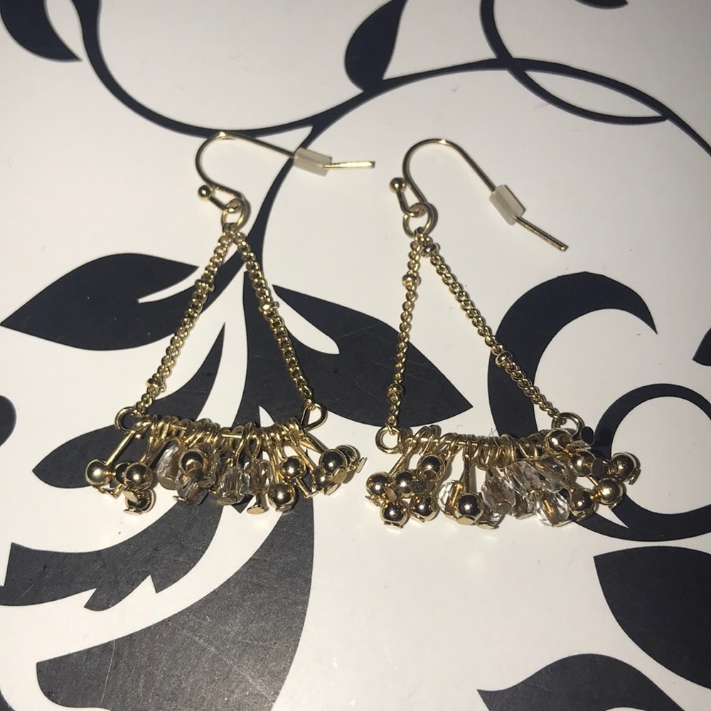 Gold triangle drop earrings